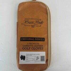 NWT Bruce Bolt Original Series Premium Cabretta Golf Gloves Black Large